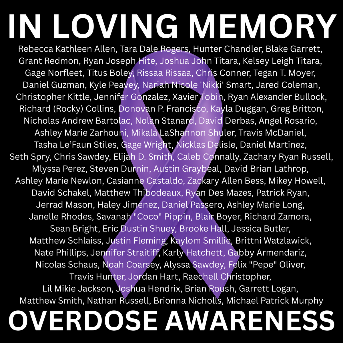 Overdose Awareness Shirt #70 - Shipping Included